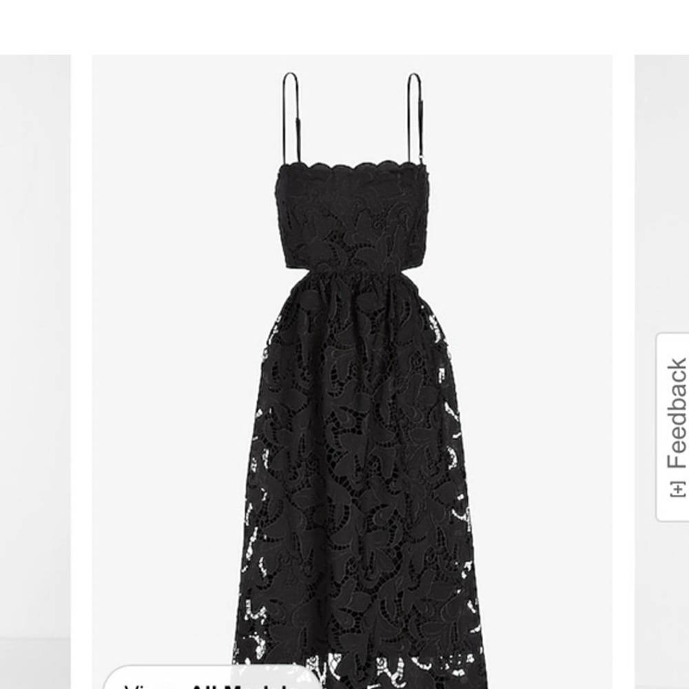 Express Black Lace Midi Dress with Spaghetti Straps